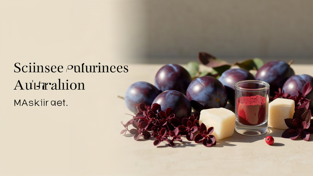Australian native fruits and botanical ingredients arranged for a nutrition formulation